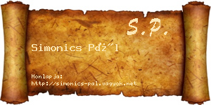 Simonics Pál névjegykártya